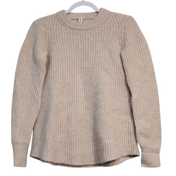 Athleta Sweater Size XS Chunky Knit Beige Preppy Minimalist Sierra Crew Pullover - Picture 1 of 11